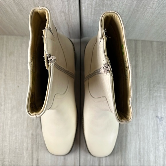 Patina Oslo Cream Leather Block Heeled Handmade Ankle Boots Women’s Size 10 - Picture 6 of 10